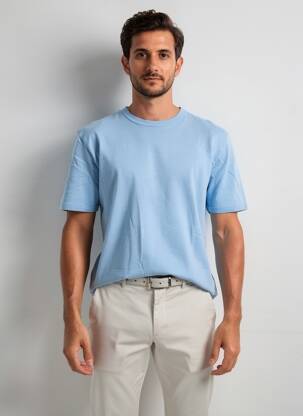 Tricou croială cambrată mâneci scurte albastru JET bărbat