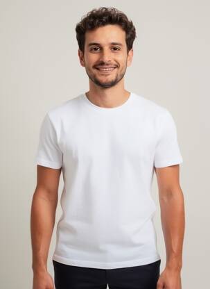 Tricou croială cambrată mâneci scurte alb MARVELIS bărbat