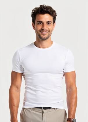 Tricou elasticitate mâneci scurte alb MARVELIS bărbat