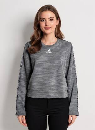 Pulover croială dreaptă mâneci lungi gri ADIDAS femeie