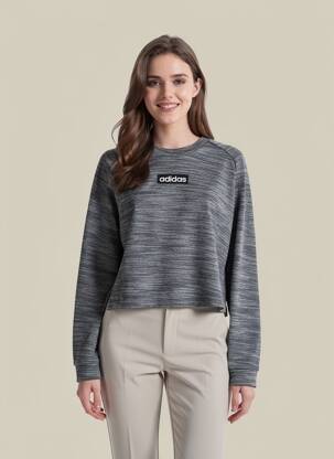 Pulover croială dreaptă mâneci lungi gri ADIDAS femeie