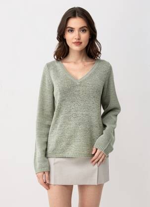 Pulover croială cambrată mâneci lungi verde ONLY femeie