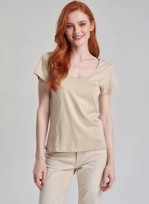 Tricou croială cambrată mâneci scurte bej SUPERDRY femeie