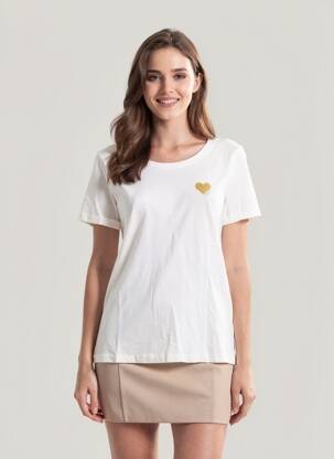Tricou serigrafie flockată mâneci scurte alb ONLY femeie