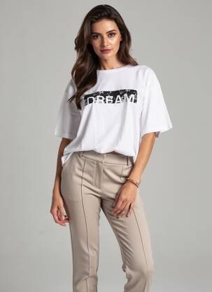 Tricou serigrafie flockată mâneci scurte alb ONLY femeie