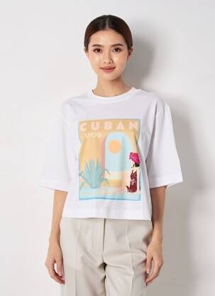 Tricou serigrafie flockată mâneci scurte alb ONLY femeie