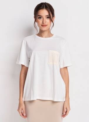 Tricou croială dreaptă mâneci scurte alb ONLY femeie