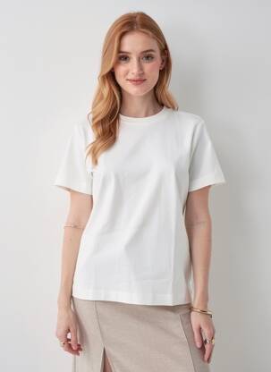 Tricou croială cambrată mâneci scurte alb AWARE BY VERO MODA femeie
