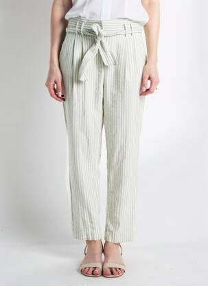 Pantalon drept țesătură poplin mărime normală verde TEDDY SMITH femeie