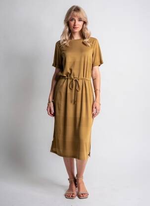Rochie midi mâneci scurte mâneci scurte maro TEDDY SMITH femeie
