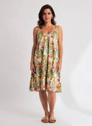Rochie midi guler rotund bretele subțiri verde HAPPY & SO femeie