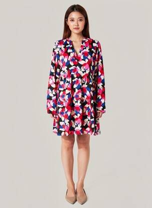 Rochie scurtă croială evazată mâneci lungi roz ONLY femeie