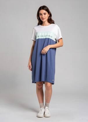 Rochie midi mâneci scurte mâneci scurte albastru SUPERDRY femeie