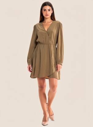 Rochie scurtă mâneci lungi mâneci lungi verde TEDDY SMITH femeie