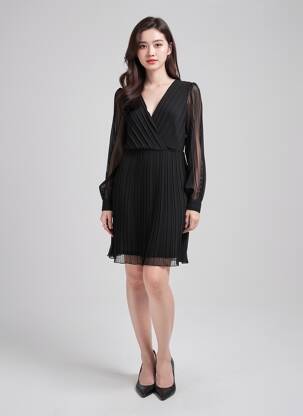 Rochie scurtă mâneci lungi mâneci lungi negru ONLY femeie
