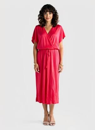 Rochie lungă mâneci scurte mâneci scurte roz LA FEE MARABOUTEE femeie