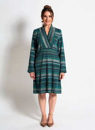 Rochie midi mâneci lungi mâneci lungi verde NATHALIE CHAIZE femeie