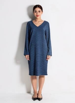 Rochie midi mâneci lungi mâneci lungi albastru LA FEE MARABOUTEE femeie