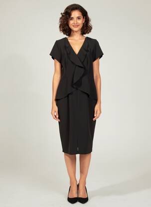 Rochie midi țesătură crep mâneci scurte negru JOSEPH RIBKOFF femeie