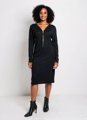 Rochie midi mâneci lungi mâneci lungi negru FRANK LYMAN femeie