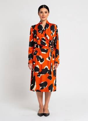 Rochie midi mâneci lungi mâneci lungi portocalie JOSEPH RIBKOFF femeie