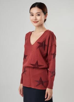 Pulover croială cambrată mâneci lungi portocalie LAUREN VIDAL femeie