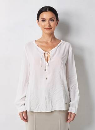Bluză țesătură poplin mâneci lungi alb MANILA GRACE femeie