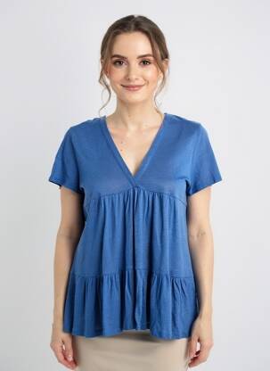 Tunică mâneci scurte țesătură jersey albastru INDIES femeie