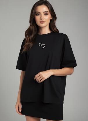 Tricou croială dreaptă mâneci scurte negru ACCESS femeie