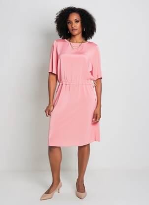 Rochie midi croială fluidă mâneci scurte roz MARC CAIN femeie