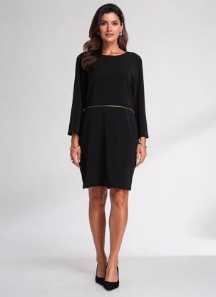 Rochie scurtă închidere cu fermoar la spate mâneci lungi negru LA FEE MARABOUTEE femeie