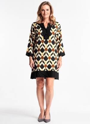 Rochie scurtă croială fluidă mâneci 3/4 bej BLEU BLANC ROUGE femeie