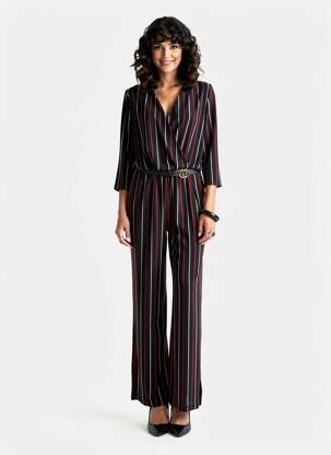 Salopetă-pantalon guler petrecut mâneci 3/4 negru FRANK LYMAN femeie