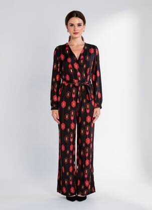 Salopetă-pantalon închidere cu fermoar la spate mâneci lungi negru LA FEE MARABOUTEE femeie