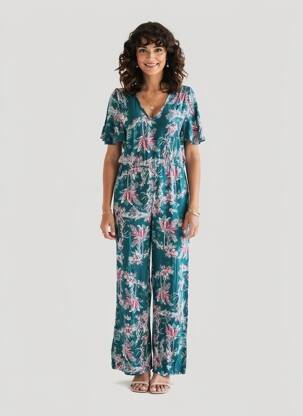 Salopetă-pantalon mâneci scurte mâneci scurte verde LA FEE MARABOUTEE femeie