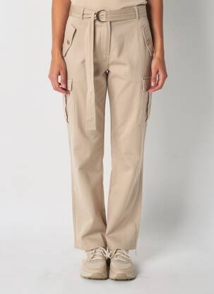 Pantalon drept țesătură poplin mărime normală bej GAUDI femeie
