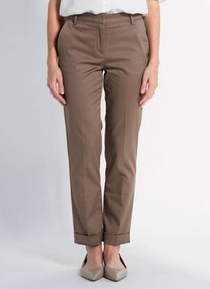 Pantalon chino țesătură poplin mărime normală maro MANILA GRACE femeie