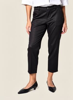 Pantalon 7/8 talie cu cleme mărime normală negru EVA KAYAN femeie