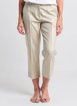 Pantalon 7/8 talie cu cleme mărime normală bej LOLA femeie