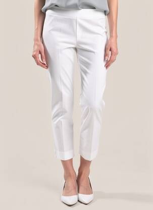Pantalon 7/8 talie cu cleme mărime normală alb MARIA BELLENTANI femeie