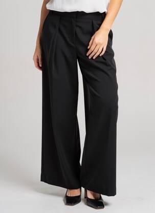 Pantalon larg țesătură crep talie înaltă negru GARCONNE femeie