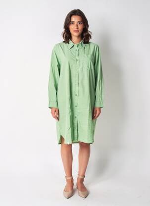 Rochie scurtă mâneci lungi mâneci lungi verde GRAINE femeie