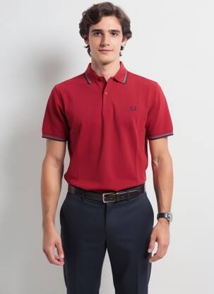 Polo elasticitate mâneci scurte roșu FRED PERRY bărbat