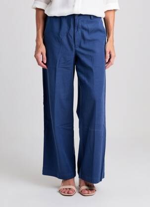 Pantalon larg țesătură poplin mărime normală albastru LABDIP femeie
