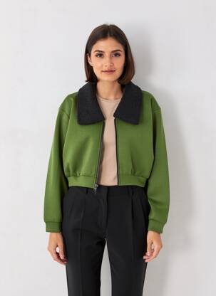 Jachete casual guler de bluză verde HPDP (HYPE DROP) femeie