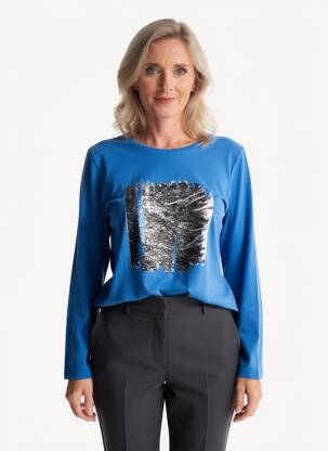 Tricou mâneci lungi mâneci lungi albastru FRED SABATIER femeie