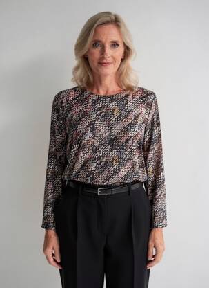 Top elasticitate mâneci lungi negru PLURIELLES femeie