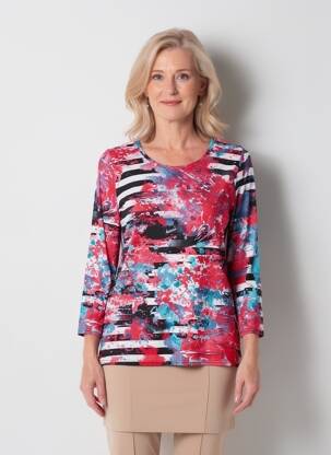 Tricou mâneci 3/4 mâneci 3/4 roșu MARBLE femeie
