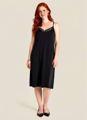 Rochie midi croială fluidă mâneci lungi negru MOONY MOOD femeie