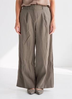 Pantalon larg țesătură crep talie înaltă verde MAISON 123 femeie